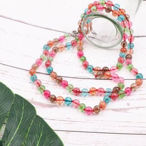 Choker Multicolor Statement Necklace Women Tourmaline Crystal Stone Pärled Långkedjiga halsband Facetterade Runda gåva smycken 36 