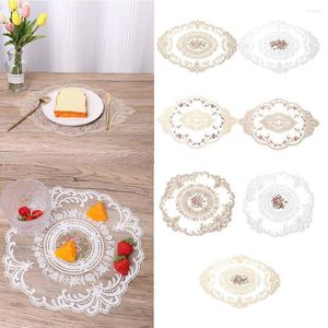 Table Mats 1Pcs Embroidery Lace Craft Placemat European Style Insulation Plate Coffee Cup Mat Anti-scald Pads Decoration