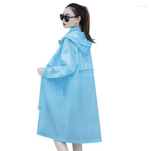 Women's Trench Coats Women's Sun Protection Clothing Mid-Length 2022 Summer Thin White Coat Female Windbreaker Lace-Up Lady Beachwear