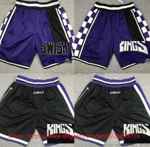 JustDon S-XXXL Pantaloncini da basket da uomo classici retrò con tasca Hip Pop Pantalone con cerniera Pantaloni corti nero viola