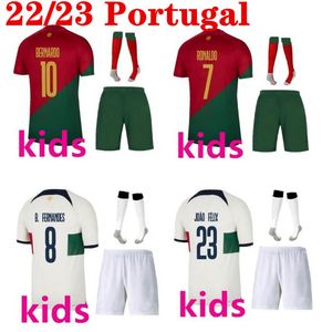 22 23 Portugalia koszulka piłkarska chłopcy Ronaldo Fernandes Portugieser 2022 Joao Felix Portugal Portugaless Football Shirt Zestawy dla dzieci