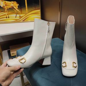 2022 New Blondie Women's Toble Boots Women Shoes TP Fashion Zip 22SS Round Interlocking Detalle a mitad de pie 7.5cm 35-42 Bacda de bolsas