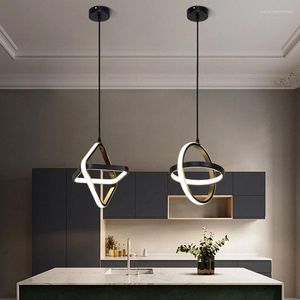 Pendant Lamps Nordic Modern Design Light Minimalist Black White Frame LED Hanging Lamp For Living Room Bedroom Dining