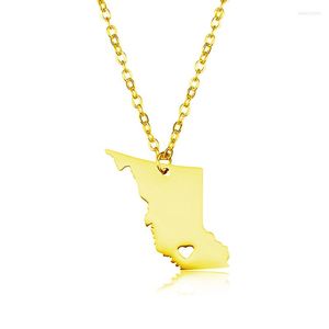 Chains British Columbia Map Necklace Gold Silver Color Stainless Steel Pendant Memorial Jewellery