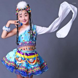 Stage Wear Tibetan Children's Performance Clothing Minority Robe Dance Sleeves Mongolian Girls