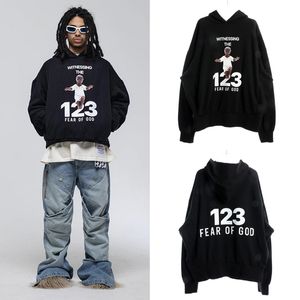 RRR123 Vintage Hoodies Black God Print Man's Hoody Sweatshirt Set Oversize Sweatshirts Heavy Weight Hoodie Women Men Unisex Winter Fleece Plus Size Pullovers