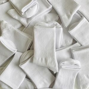 Men's Socks Women Men Daily Basic White Black Stretch Rib Long Middles Length Spring Autumn Winter Cotton Casual