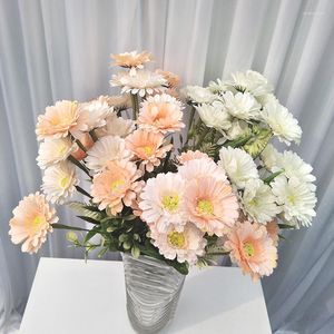 Decorative Flowers 10 Heads Chrysanthemum Artificial Flower Branch Daisy Silk Beauty Wedding Home Party Decor