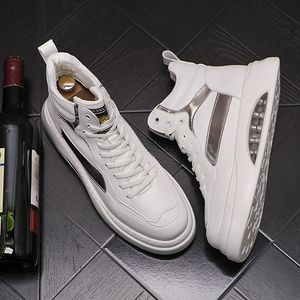 Italy Classic Business Wedding Dress Party Shoes Fashion High Top White Canvas Casual Sneakers Icke-halk Tjock Bottom Driving Walking Leisure Boots Y91