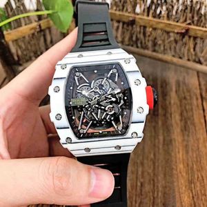 Zegarek na rękę luksus Richa Milles projektant Chao White White Carbon Fibre Men's World Automatic Mechanical Watch Hollow Fashion TLWAIGHT TL