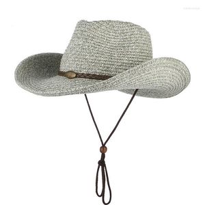 Berretti Cappelli da sole per donna Moda Estate Cappello da cowboy Panama Pieghevole Spiaggia Cappello a tesa larga Uomo Paglia
