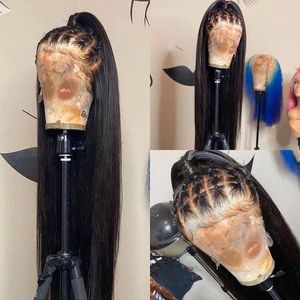 Glueless Frontal 13x6 13x4 Lace Front Human Hair Wig Transparent Brazilian Remy 30インチストレートプリ摘み4x4閉鎖