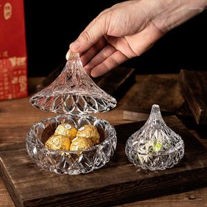 Storage Bottles Creative Glass Pine Nuts Water Drop Candy Jar With Lid Jewelry Box Decorative Ornaments Dried Fruit Plate