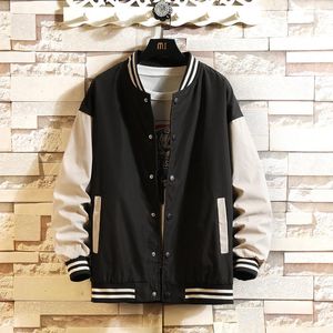 Herrjackor Autumn Mens Bomber Jacket 2022 Fashion Casual Patchwork Loose Hip Hop Sportswear Windbreaker Coats S-3XL