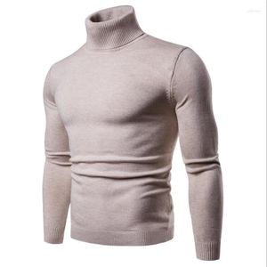 Herrtr￶jor Herrens all-match Turtleneck tr￶ja koreansk version Slim Pure Color Light Board Casual Pullover