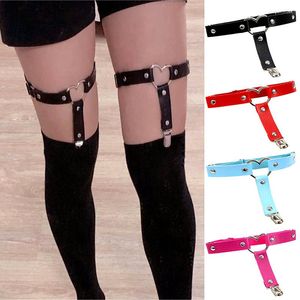 Gürtel MYMC 2022 Sexy Frauen Harness Bein Gürtel PU Leder Punk Strap Band Socke mit Herz Schnalle