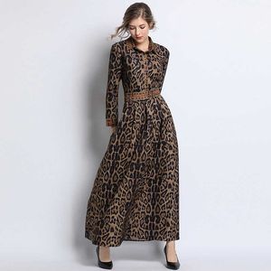 Party Dresses Single Breasted Leopard Dresses Women Beach Style Office Lady Long Sleeve Dress Casual Gothic Women Boho Long Maxi Dress 2021 T220930