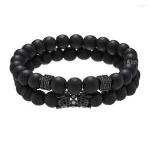 Strand Bracelet Set Black Matte Stone Beads Bracciali Femme Friends Bracelets For Women Men Jewelry Mens Uomo