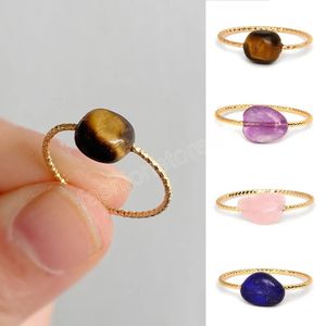 Simple Natural Stone Ring Gold Color Irregular Crystal Ring For Women Finger Rings Party Wedding Jewelry Gift Accessory