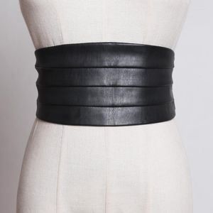 Belts Women's Runway Fashion Pu Leather Elastic Cummerbunds Female Dress Coat Corsets Waistband Decoration Wide Belt