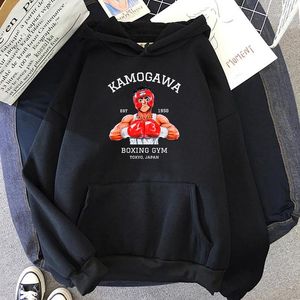 Herrtröjor anime hajime nr ippo kamogawa boxing gym män besättning nacke hoodie klassisk sweatshirt harajuku sudaderas