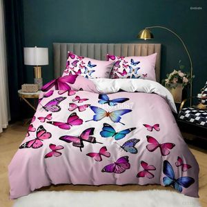 Bedding Desets Belas Butterfly Pattern Down Cover Conjunto de capa de colcha elegante travesseiro caseiro decoração de quarto para tamanho real
