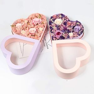 Gift Wrap Heart Shaped Flower Rose Paper Boxes With Lid Alla hj￤rtans dag Bukett Florist F￶rpackning Box Wedding Party Diy Decoration