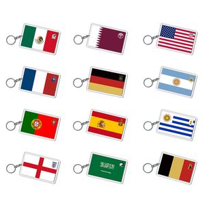 World Cup Keychains Acrylic National Flag Keychain Pendant Soccer Match Souvenir Gift Key Chain Keyring