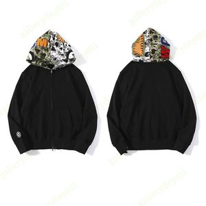 Erkek Hoodies Sweatshirts 2022 Erkek Hoodie Designer Hoodies Köpekbalığı Renk Dikiş Teknoloji Fleeces sahte fermuarlı desen Kadın Sweatshirtler Ters Mektuplar Sweaters