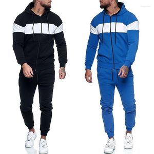 Tute da uomo Abbigliamento sportivo da uomo Felpe con cappuccio a righe Set 2022 Uomo Casual Tuta con cappuccio Tuta da uomo Felpa da jogging Pantaloni della tuta Ragazzo 2