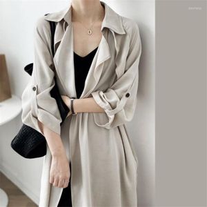 Kvinnors trenchrockar Kvinnor Brand Kvinnor Lossa Thin Coat 2022 Fashion Woman Casaco Open Switch Q716Z