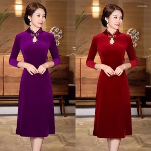 Casual Dresses Elegant Middle Aged Women Clothes Formal Qipao Dress Vintage Modern Mother Improved Cheongsam Plus Size Clothing Party