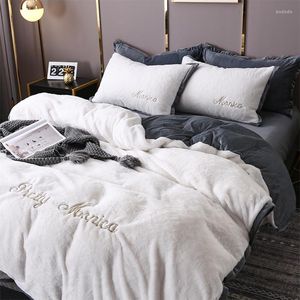 Sängkläder sätter mjuk slät uppsättning fast färg vinter varm polyester fluffig tjock tvättbar kawaii juda de cama hem dekor ec50ct