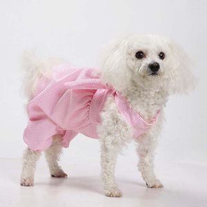 犬のアパレル格子縞のジャンプスーツワイドレッグ犬のためのかわいい子犬パンプキンパンツ夏の服小さなミディアムヨーキー