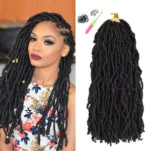 18/24 Polegada Novo Nu Faux Locs Crochê Cabelo Natural Preto 90g/pçs Macio para Mulheres Longo Pré-loop Goddess Trança LS25