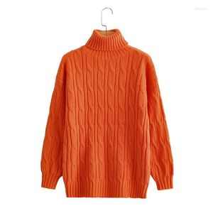 Women's Sweaters Women's Winter 2022 Casual Female Turtleneck Pullover Tops Lone Sleeve Knitted Sweater Orange Women Clothes