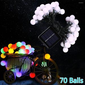 Strings Solar Fair Ball String Lights Powered Christmas Light Pátio Iluminação para Decorações de Party Home Garden Lawn Party 50 LED 7M