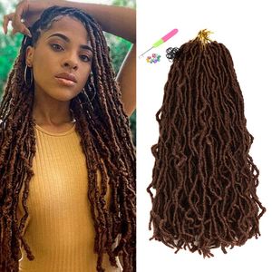 18/24 Inch Faux Crochet Hair Ombre Nu locs crochet hair 90g/pcs Pre-looped Wavy Braids Synthetic Hair Extensions LS25