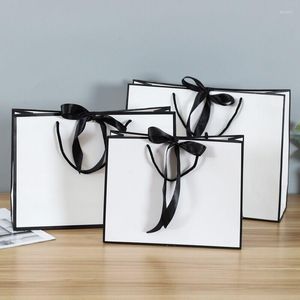 Gift Wrap 8 Pack Classic White and Black With Ribbon Bag Box For Pyjamas Clothes Books Packaging Party Favors