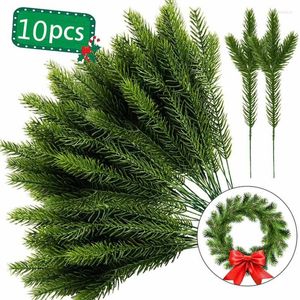 Dekorativa blommor 10st Flone Artificial Pine Needles Simulation Plant Flower Ording Accessories for Christmas Trees Decorations Home