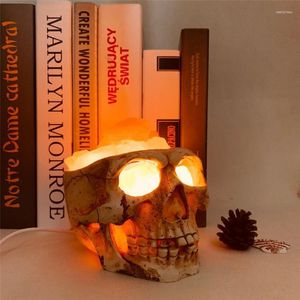 Tischlampen LED-Lampe Totenkopf Salzstein Horror Geisterkopf geformtes Nachtlicht USB Innenbeleuchtung Haushalt