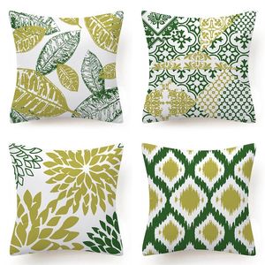 Pillow 4PCS/Set Green Yellow Geometric Cover Home Decor Velvet For Sofa 45 45cm Decorative Pillows Case Pillowsham