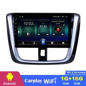 Quad Core Car DVD Radio GPS Player para Toyota Vios Yaris 2014-2017 10,1 polegadas Android Support CarPlay OBD TMPS SIGE VOLHO ​​CONTROL