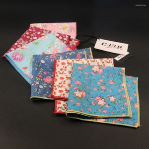 Bow Ties Korean Fashion Designer High Quality Mens Print Floral Pocket Squares Handkerchiefs For Wedding Cotton 10pcs/lot 24x24cm