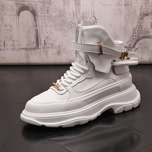 British Designer Wedding Dress Party Shoes Fashion High Top Lace Up Breattable Sport Casual Sneakers Round Toe Thick Bottom Driving Walking Leisure Boots Y85