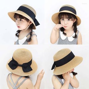Hats Summer Kids Bowknot słomka fedora kapelusz dzieci wizje plażowe słoneczne czapkę dziewczyny szerokie brzegi miękkie akcesoria panamskie