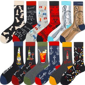 Men's Socks Happy Retro Unisex Design Art Men Crew Harajuku Women Skateboard Male Female Woman Cotton