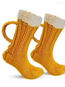 Sports Socks Christmas Gift 3D Beer Mug Knit Cute Unisex Novelty Winter Warm Floor Sock For Men Women