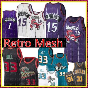 NCAA Vince 15 Carter Jersey University Grant 33 Hill Retro Mesh Tracy 1 McGrady Reggie 31 Miller Basketball Jerseys