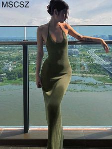 Party Dresses Sexy Halter Backless Maxi Dresses For Women Summer 2022 Spaghetti Strap Long Dress Bohemian Slip Beach Dress Green Yellow T220930